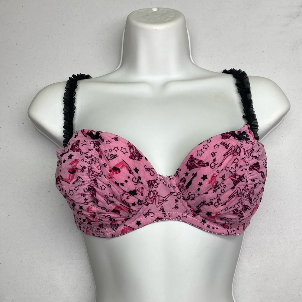 LS PNK/BLK Padded Underwire, 36C *P1102